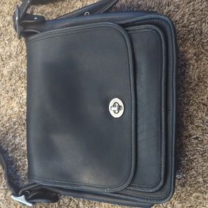 Genuine COACH Rambler black leather turnlock flap purse crossbody